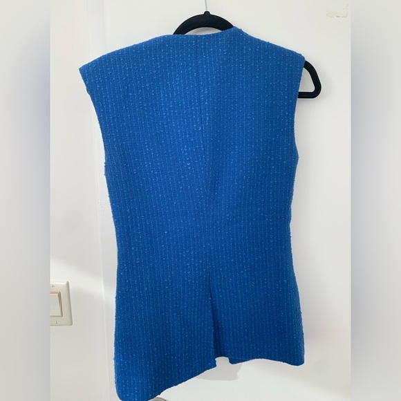 Veronica Beard Tamara tweed cotton blend vest cobalt - Picture 9 of 11